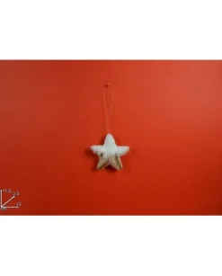 Addobo Stella Innevata Di Legno 13Cm Per Albero Di Natale