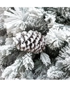 Albero Di Natale Bianco Innevato Big Sky Con Pigne 240Cm | Chianese