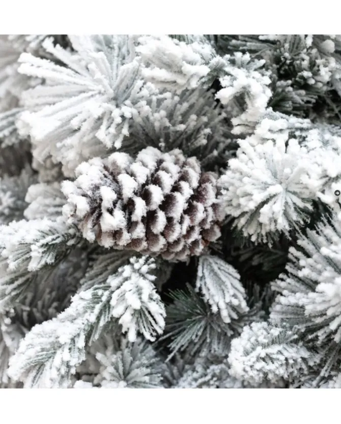 Albero Di Natale Bianco Innevato Big Sky Con Pigne 270 Cm | Chianese