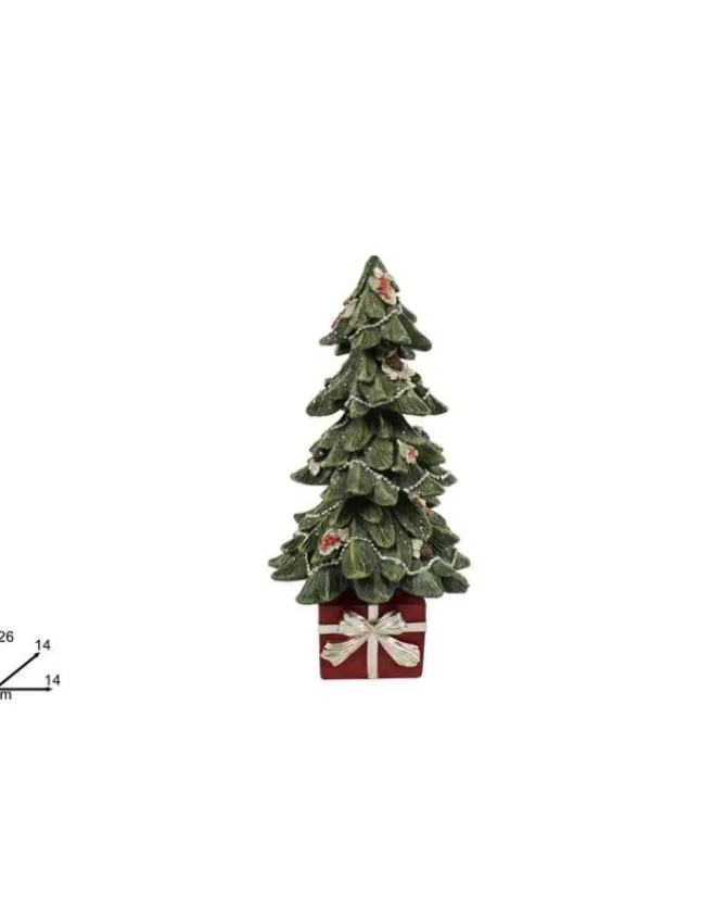 Albero Su Pacco Dono Glitter 26 Cm
