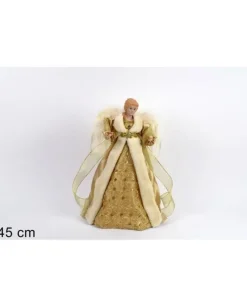 Angelo Con Abito Oro Puntale Per Albero Di Natale 45Cm