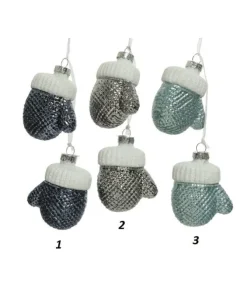 Appendino Addobbo Guanto Di Vetro 3 Colori 1Pz Per Albero Di Natale