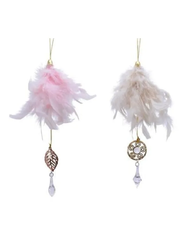 Appendino Addobbo Piuma Con Pendente A Goccia Per Albero Di Natale 3X3X19 Cm 1Pz