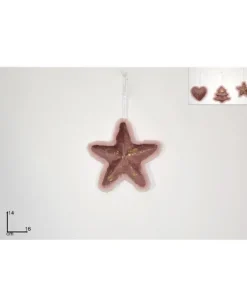 Appendino Addobbo Stella Velluto Rosa 16 Cm Per Albero Di Natale 1Pz