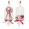 Appendino Campana Di Vetro Con Candy Cane Per Labero Di Natale 12Cm 1Pz