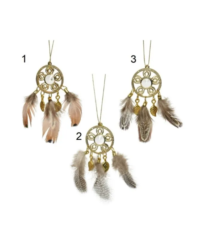 Appendino Da Albero Oro Con Piume