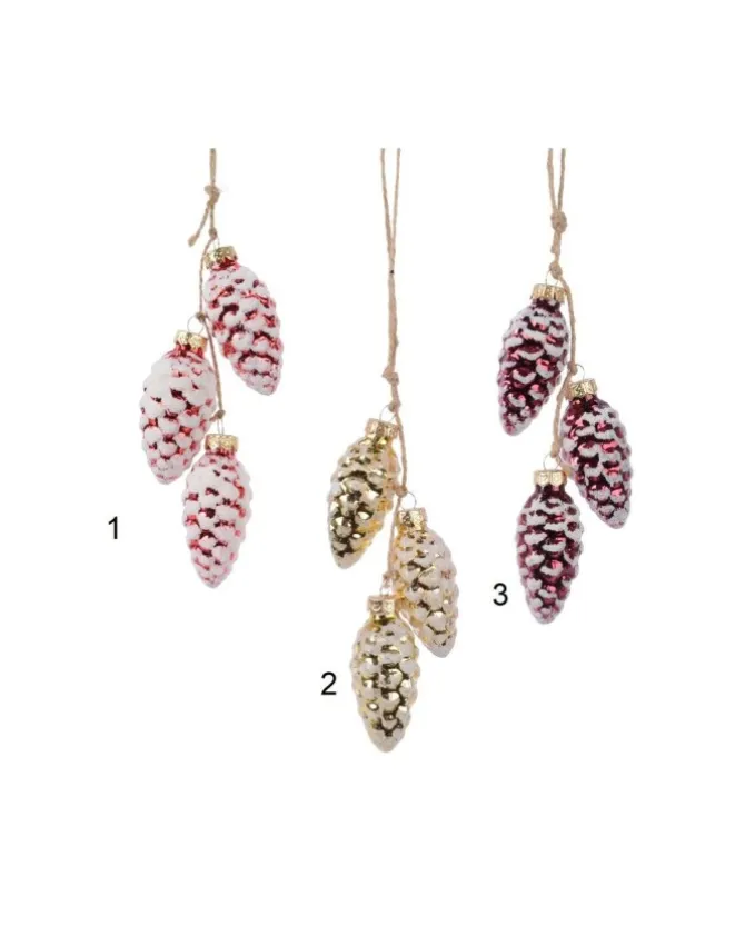 Appendino Decoro In Vetro Pigne Colorate Per Albero Di Natale 1Pz