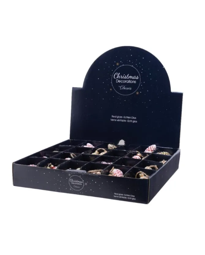 Appendino Decoro In Vetro Pigne Colorate Per Albero Di Natale 1Pz