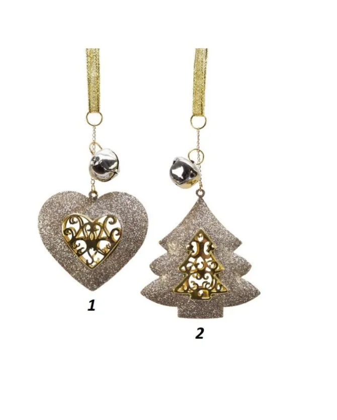 Appendino In Ferro Oro Cuore - Albero 15Cm Per Albero Di Natale 1Pz