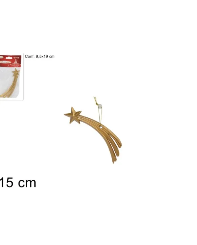 Appendino Stella Cometa Oro 15 Cm Per Albero Di Natale