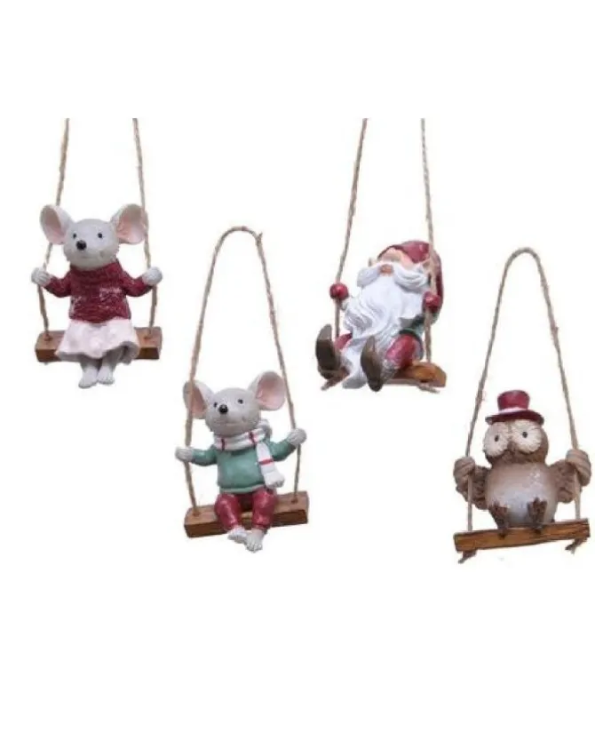 Appendino Topo Su Altalena Topo Ragazza - Topo Ragazzo - Gnomo - Gufo