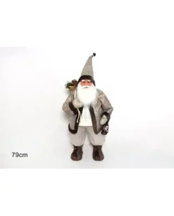 Babbo Natale Con Cappotto E Pelliccia 79Cm