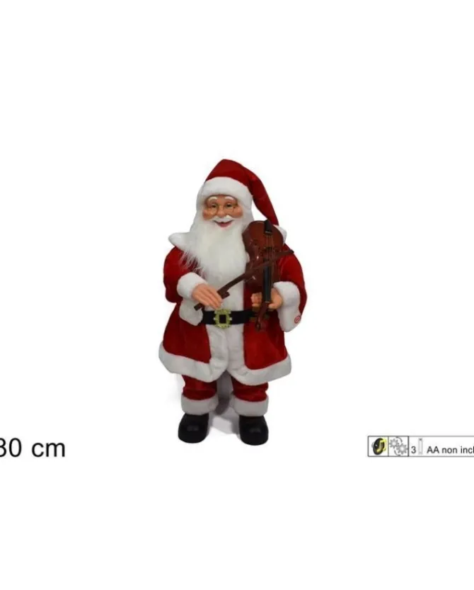 Babbo Natale Con Violino Luci E Movimento 80Cm