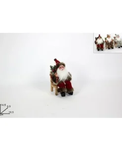 Babbo Natale Seduto Su Sedia Di Legno 14,5X8,5X10,5 Cm