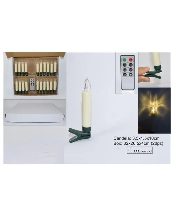 Candela A Batteria Con Pinzetta Per Albero Di Natale 3.5X1.5X10Cm 20Pz