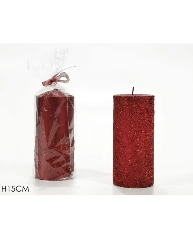 Candela Cilindro 15 Cm Rossa 2 Modelli Assortiti
