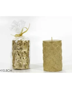 Candela Natalizia Cilindrica Oro 10X5Cm