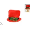 Cappello Cilindro Rosso Con Bacche