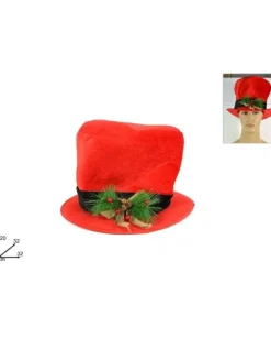 Cappello Cilindro Rosso Con Bacche