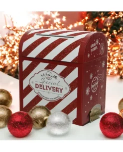 Cassetta Delle Delle Lettere In Cartone Rossa Con Strisce Bianche