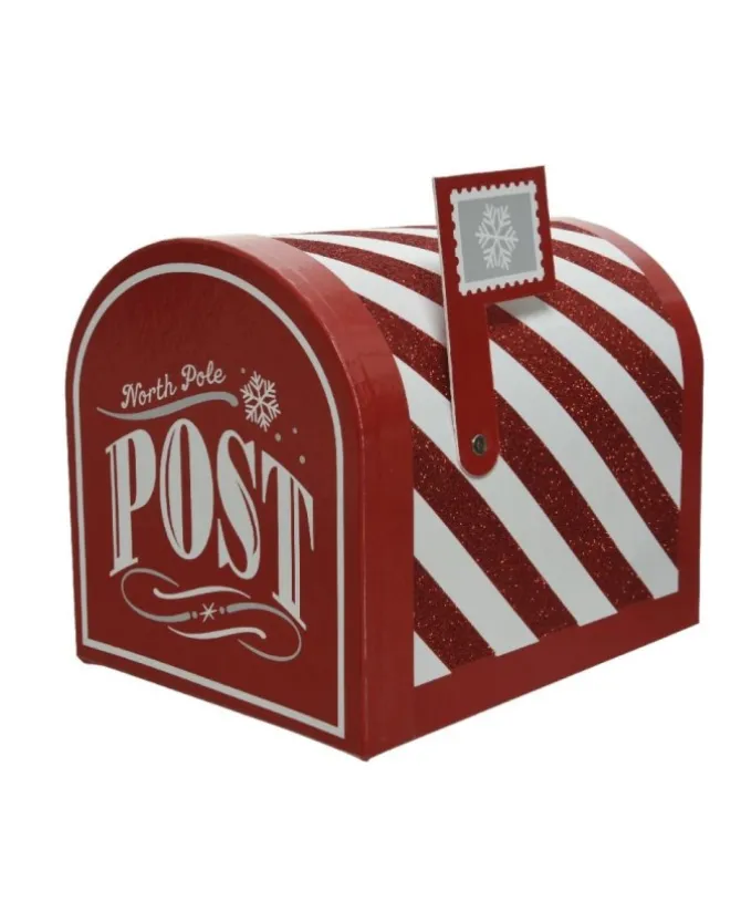 Cassetta Delle Lettere Natalizia Decorata Con Glitter Rossa E Bianca