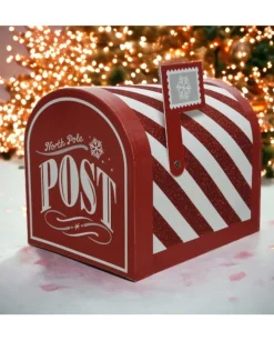 Cassetta Delle Lettere Natalizia Decorata Con Glitter Rossa E Bianca