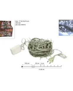 Catena 240 Luci Minilucciole Led Luce Bianca Per Albero Di Natale 11.60 Mt