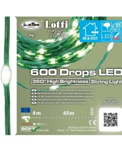 Catena Lineare 600 Gocce Di Luce Led 360° Bianco Catena Lineare 45M Mt