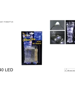 Catena Luci 40 Led A Batteria Luce Bianco Freddo Per Albero Di Natale