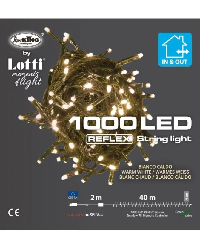 Catena Luci 1000 Led Luce Calda 40Mt Per Albero Di Natale