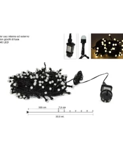 Catena Luci 240 Led Per Uso Esterno/Interno Bianco Caldo Per Albero Di Natale