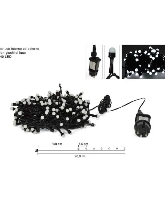 Catena Luci 240 Led Uso Esterno/Interno Bianco Freddo Per Albero Di Natale