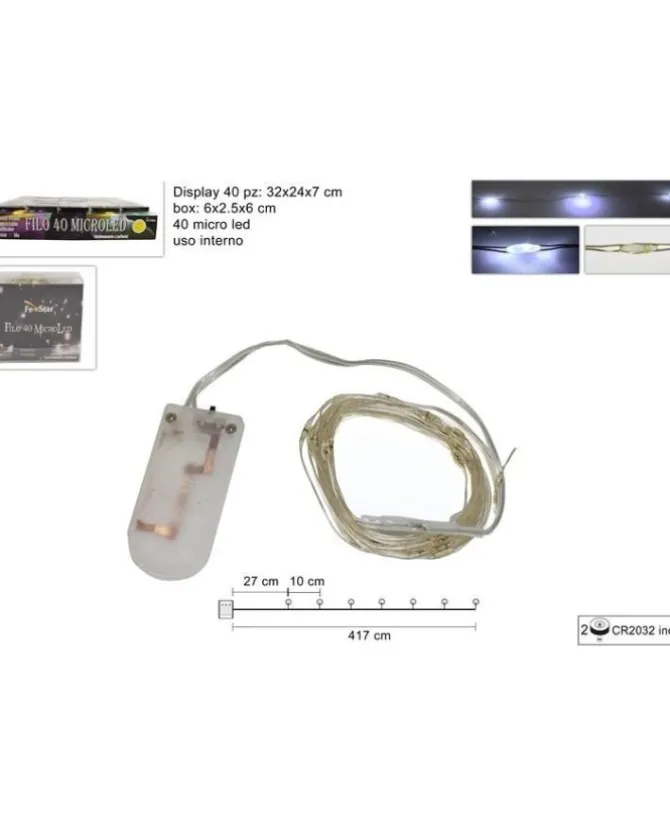 Catena Luci 40 Micro Led A Batteria 417Cm