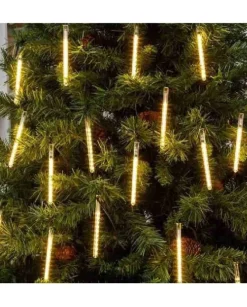 Catena Luci Bianco Caldo 20 Mini Tubi Bifacciali 10Cm Per Albero Di Natale 9,5Mt