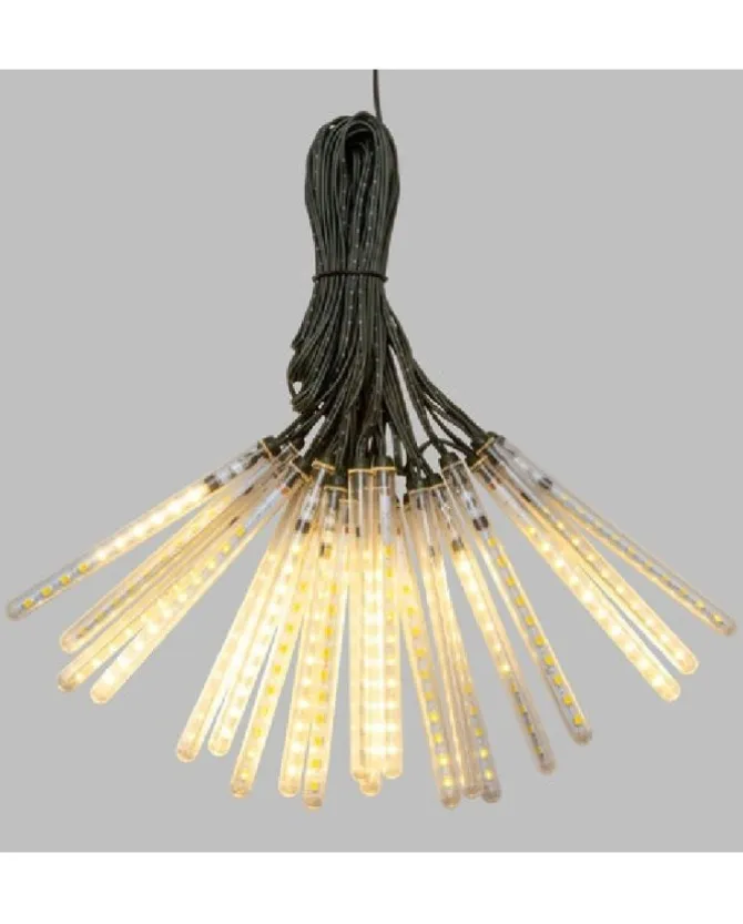 Catena Luci Bianco Caldo 20 Mini Tubi Bifacciali 10Cm Per Albero Di Natale 9,5Mt