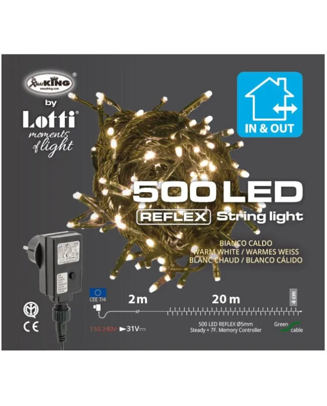 Catena Luci Bianco Caldo 500 Led 20 Mt Per Albero Di Natale
