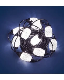 Catena Luci Per Esterno 10 Led Strobo Ovali Luce Bianca Diametro 3Cm 10Mt