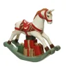 Cavallo A Dondolo Smaltato In Ceramica Dolomite Materiale Solido, Non Teme Urti,