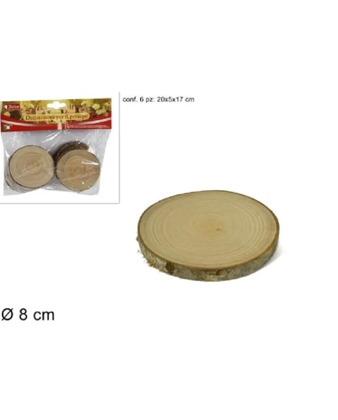 Confezione Rondelle Tronchi Di Legno O8Cm 6Pz