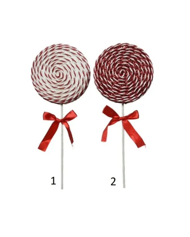 Decor Lecca Lecca Schiuma Glitter, Fiocco Raso Rosso In 2 Varianti