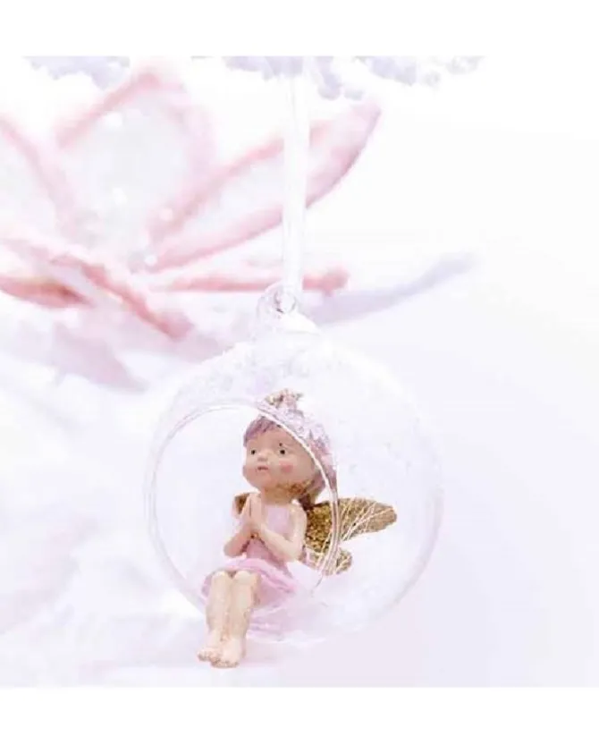 Decorazione Angioletto In Sfera Trasparente