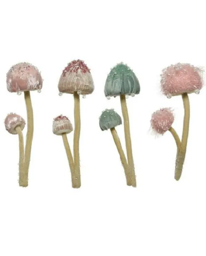 Decorazione Fungo In Velluto 4Col Assortiti