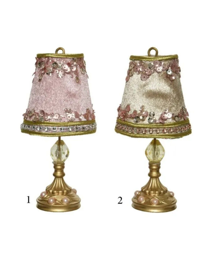 Decoro Da Albero Appendino Lampada Plastica Velluto Paillettes 2Col Ass