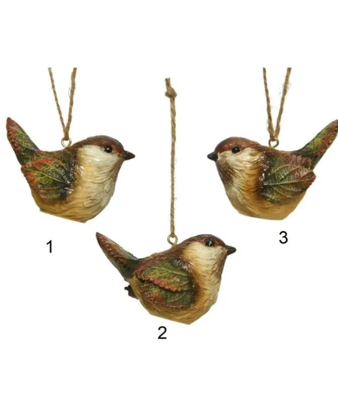 Decoro Da Albero Appendino, Uccellino In Polyresina 3 Varianti