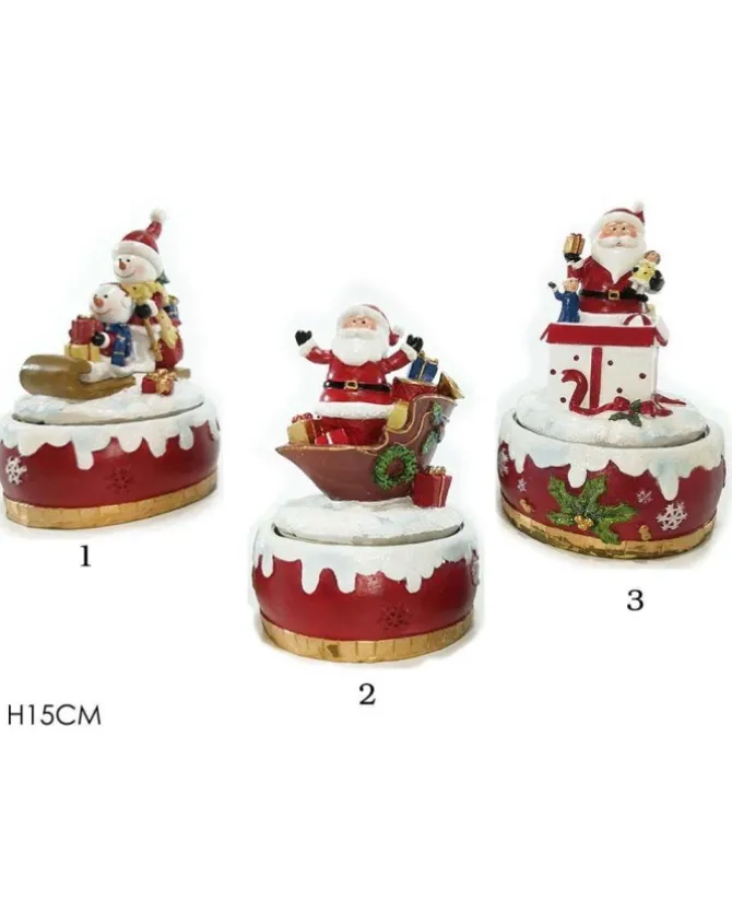 Decoro Natalizio Carillon Con Musica E Movimento 15 Cm In 3 Varianti