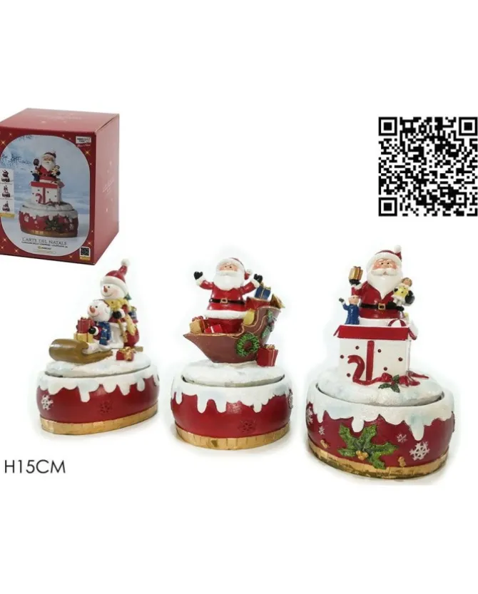 Decoro Natalizio Carillon Con Musica E Movimento 15 Cm In 3 Varianti