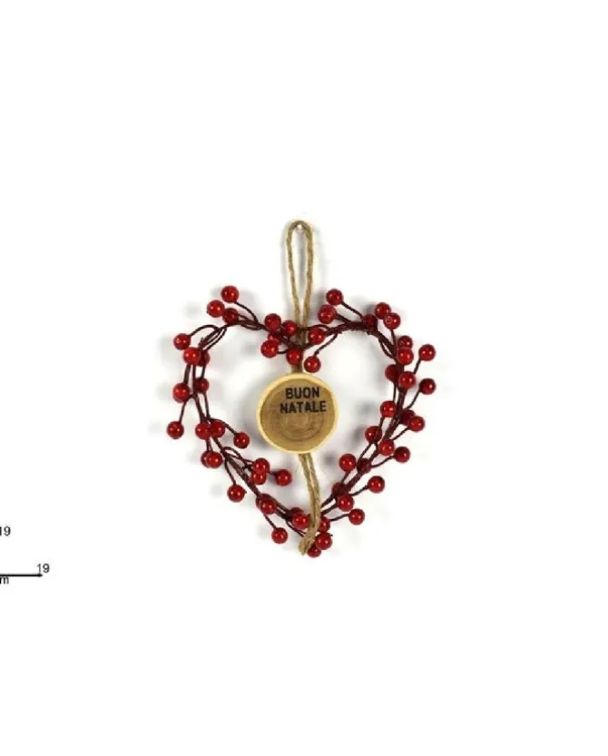 Dietroporta Buon Natale Forma Cuore Con Bacche 19X19 Cm