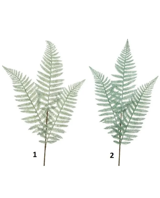 Felce Plastica Glitterata E Ghiacciata 2Colori Assortiti