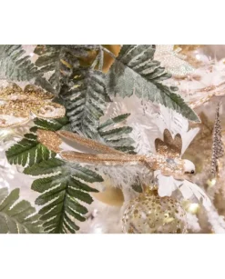 Felce Plastica Glitterata E Ghiacciata 2Colori Assortiti