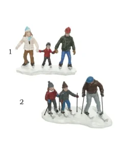 Figurine Polyresin Skiing Family Indoor